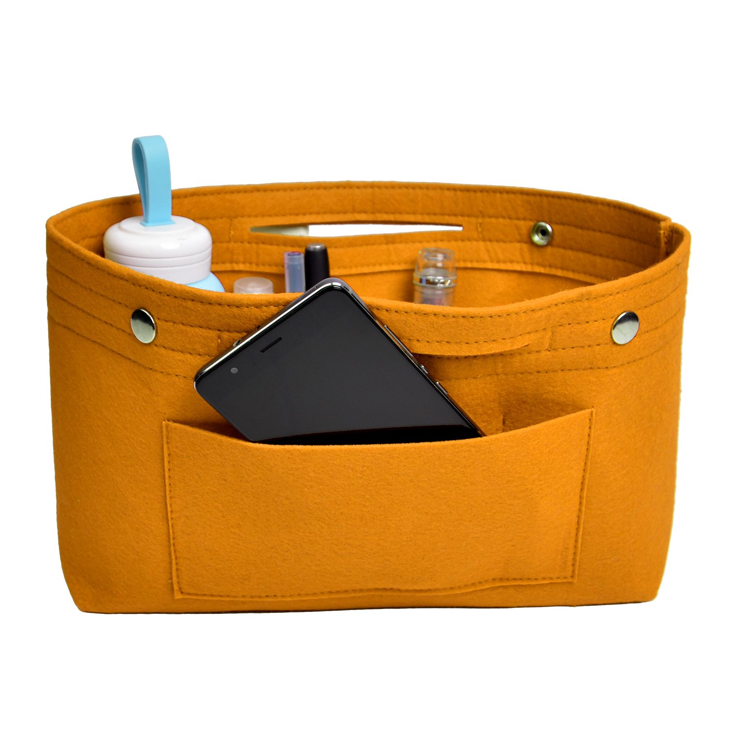 Premium NOTAG Purse Organizer Insert with Multiple Pockets - Felt Handbag Organizer for Small Storage - Fits Tote Bags & Purses (Small, Yellow) - Perfect for Travel, Work & Daily Organization