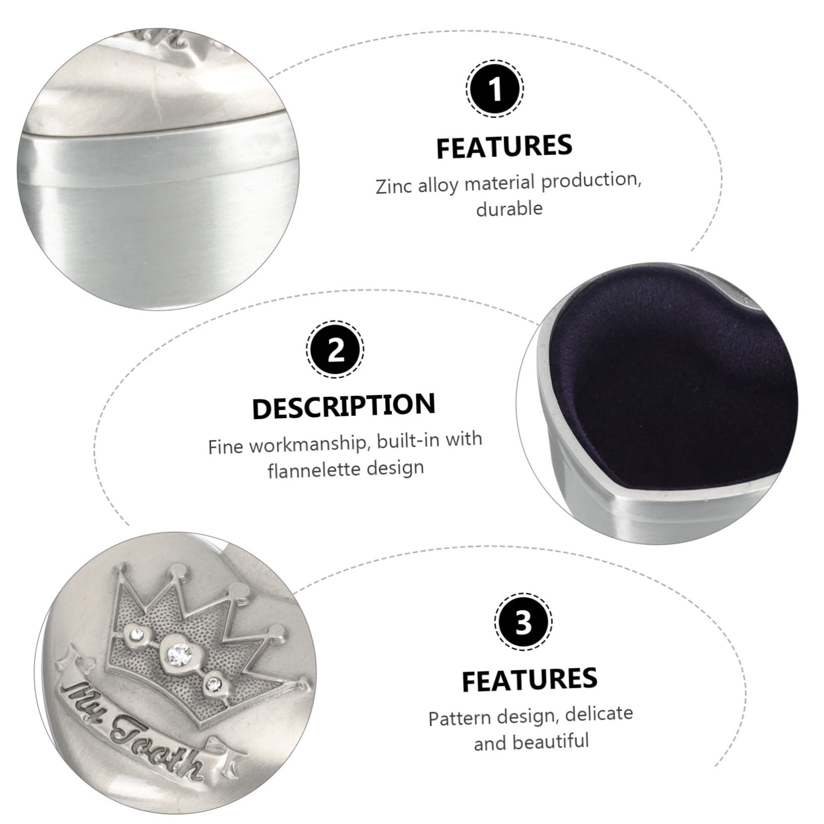 Premium 2-Pack Zinc Alloy Crown Storage Box - Elegant Carved Tooth Case for Dentures, Dental Crowns & Jewelry | Perfect for Travel, Home Organization & Dental Professionals