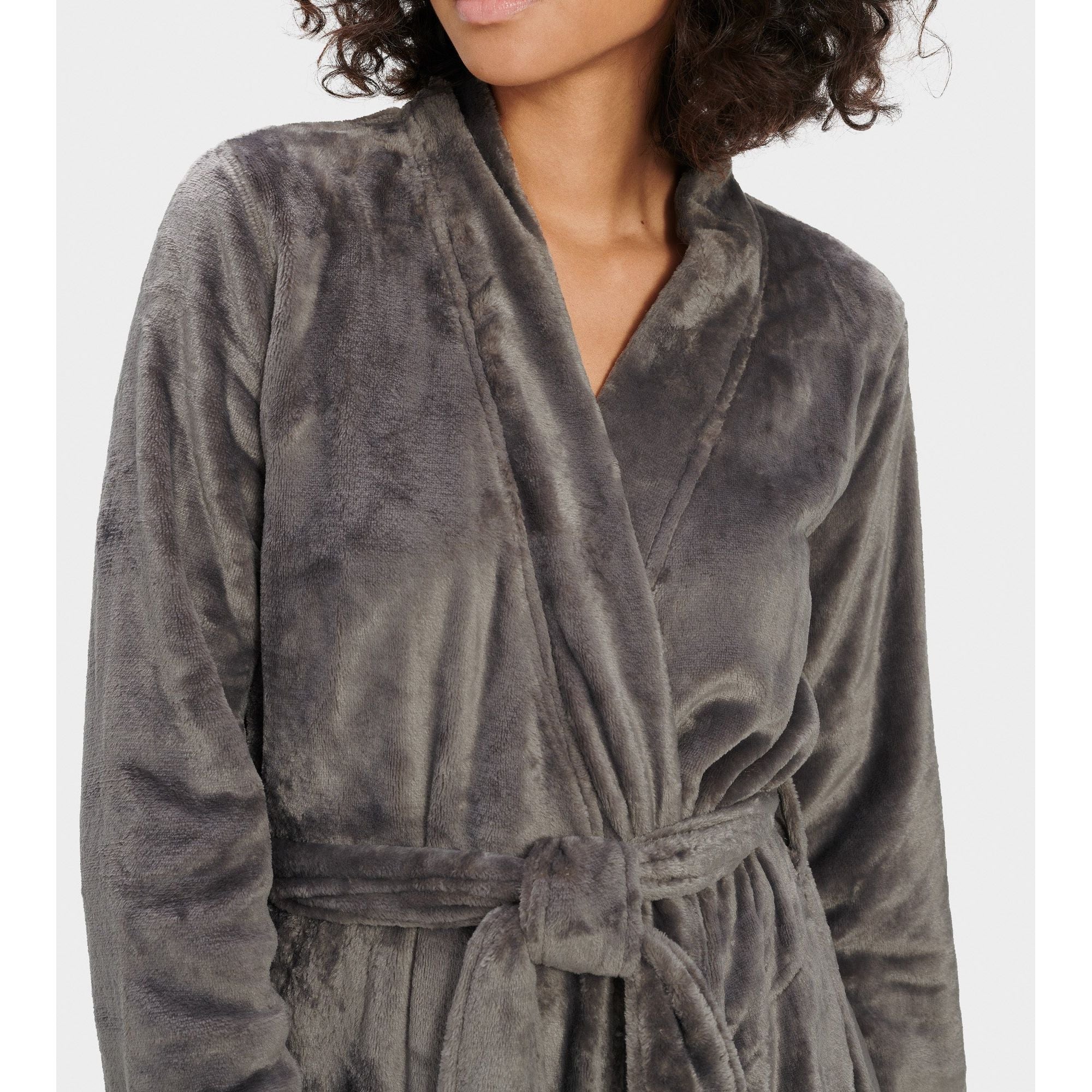 UGG Women's Marlow Robe in Charcoal - Soft Plush Fleece Bathrobe for Women, Cozy Loungewear for Home & Spa Relaxation