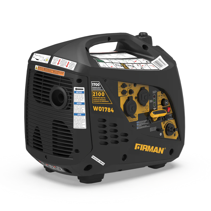 Firman W01784F 1700W/2100W Gas Inverter Generator - 30 Amp Low THD Portable Power for Camping, RV & Emergency Backup | Manufacturer RFB