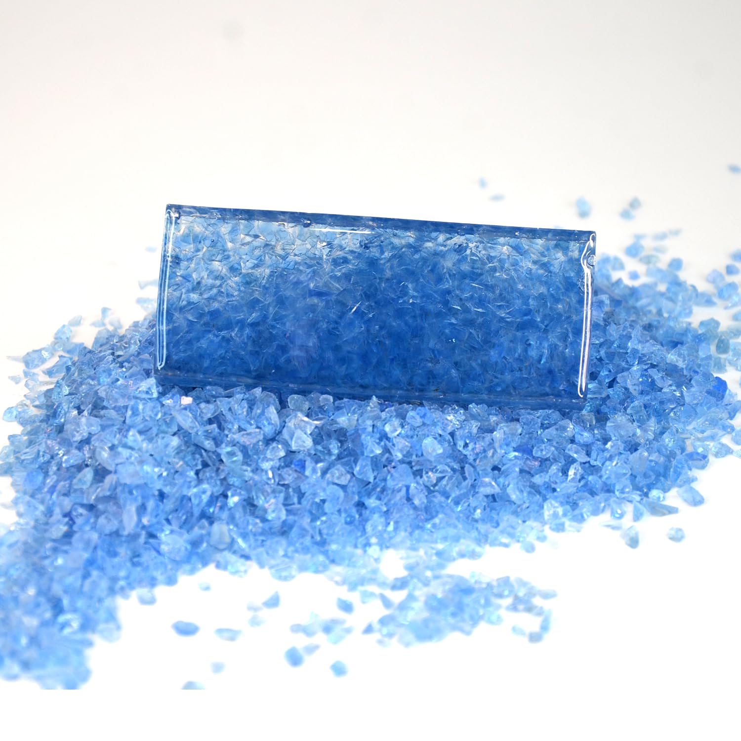 Translucent Crushed Fire Glass 3-6mm for Fire Pits, Resin Art & Home Decor - Light Blue