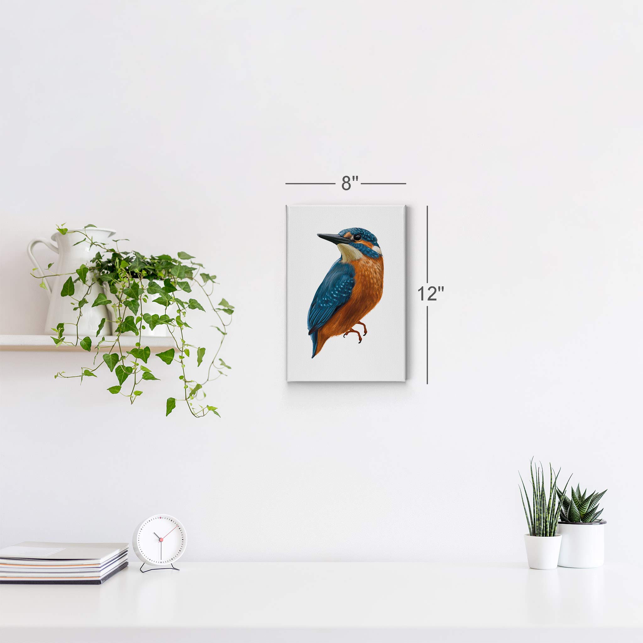 Beautiful Blue Kingfisher Bird Illustration Canvas Print - Woodland Animal Wall Art for Pet Bird Lovers, Office, Bedroom, Veterinary & Nursery Decor - 40x30 - Perfect for Home, Kids Room & Wildlife Themed Spaces