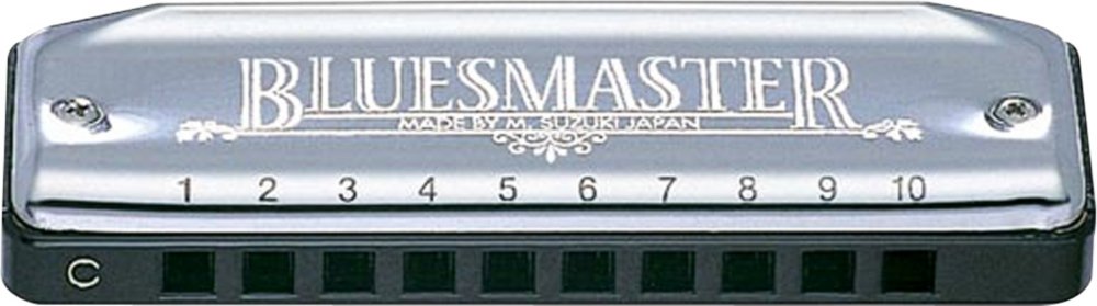 SUZUKI Silver Bluesmaster G Harmonica - Professional 10-Hole Diatonic Mouth Organ for Blues, Folk & Rock Music - Perfect for Live Performances & Studio Recording