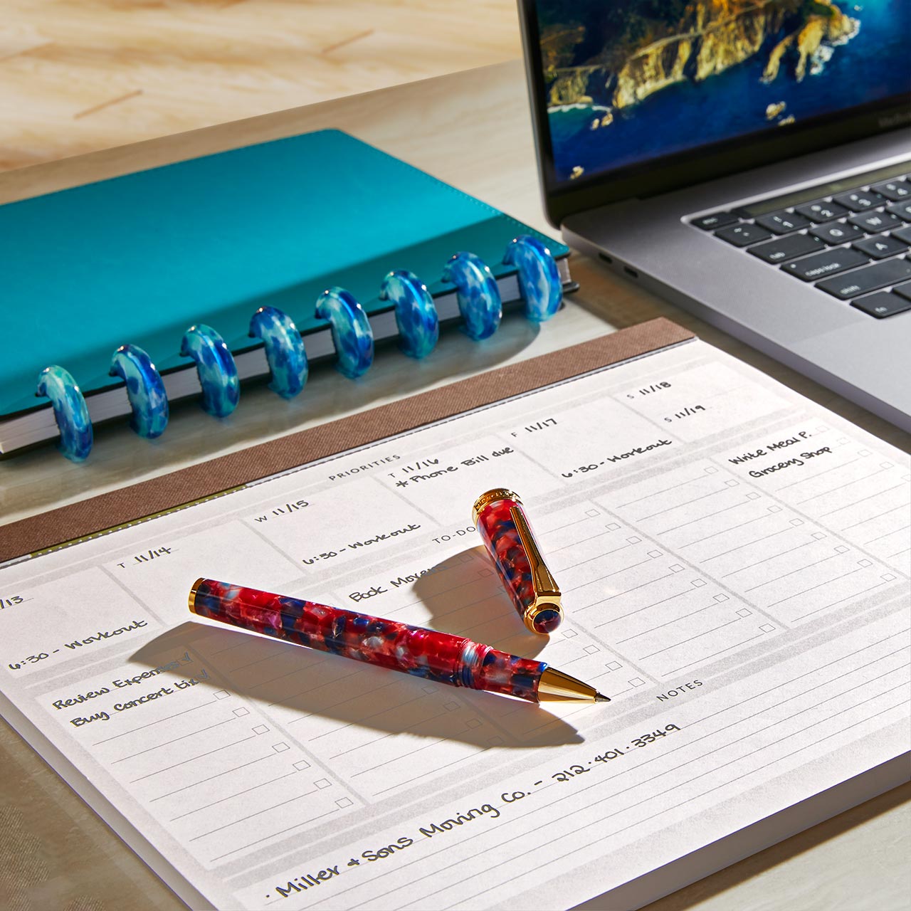 One Week at a Time Freeleaf Desk Pad Planner - Weekly & Monthly Productivity Organizer for Office, School, Home (7-Day Layout, Premium Paper)