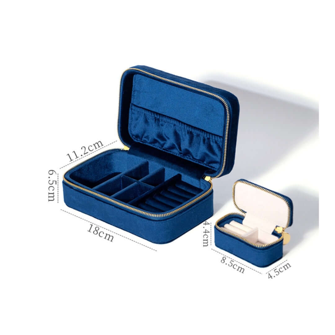 Portable Velvet Jewelry Organizer Box with Multiple Compartments - Travel Jewelry Case for Necklaces, Rings & Earrings | Perfect for Home Storage & Travel Accessories (SS029)
