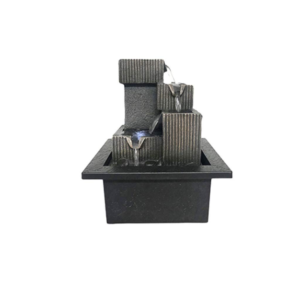 4-Tier LED Desktop Water Fountain with Electric Pump - Relaxing Tabletop Fountain for Office, Home Décor & Meditation - Perfect for Stress Relief & Zen Atmosphere (Color: A)