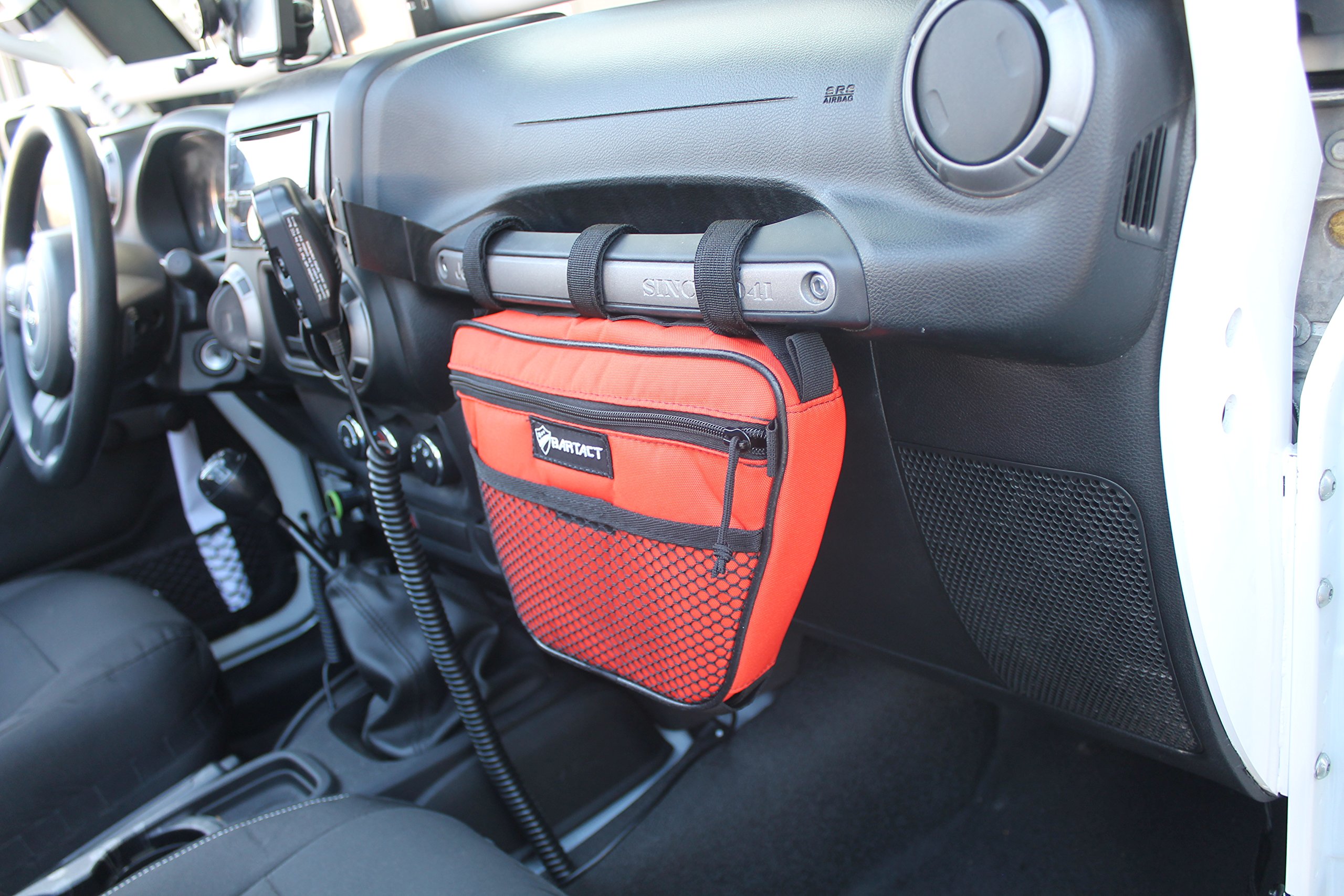 Bartact Jeep Wrangler Dash Bag - Passenger Side Grab Handle Storage Organizer - Durable Fabric in Orange - Perfect for Off-Roading & Adventure Gear Organization