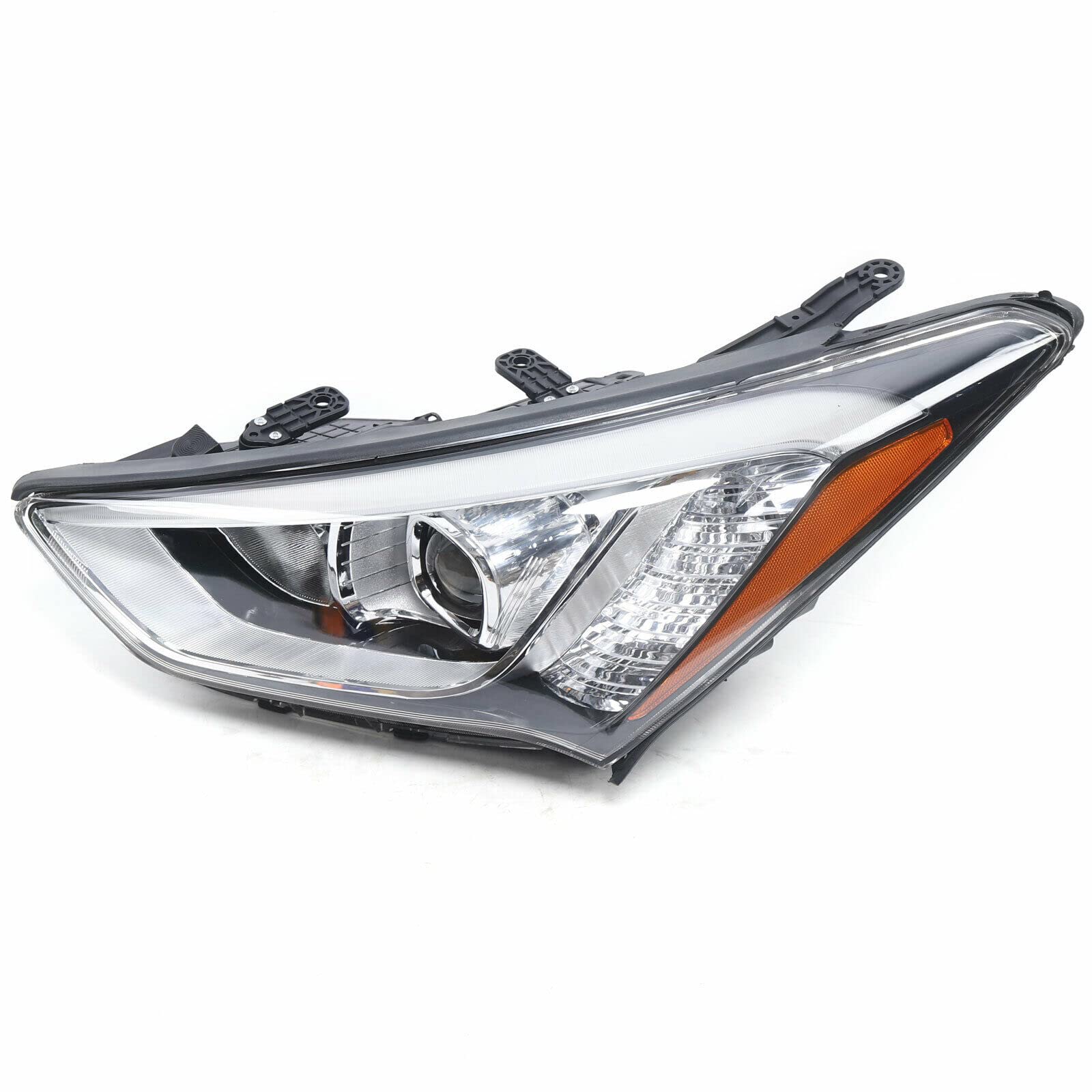 LOYALHEARTDY Halogen Headlight Assembly Replacement for Hyundai Santa Fe 2013-2016 - Left & Right Pair, Black Housing, Clear Lens - Perfect for Night Driving & Foggy Conditions