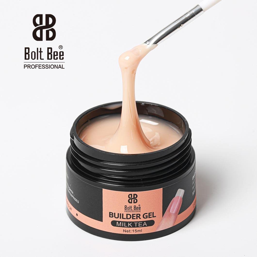 Bolt Bee UV Nail Builder Gel - Professional Strength Nail Extension Kit for Long-Lasting False Nails | Salon-Quality UV Gel Polish in Milk Tea #4 | Perfect for Manicures, Nail Art & Home Salon Use
