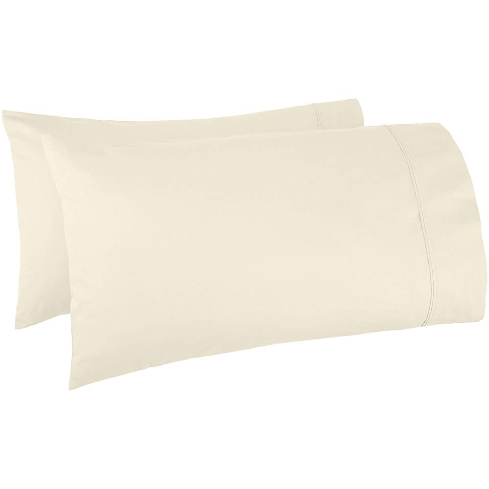 2-Pack Premium Giza Cotton King Size Pillowcases (20x40 Inches) - Soft & Breathable Luxury Bedding for Home, Hotel, or Travel - Ivory Solid Color