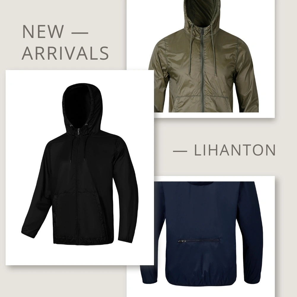 Lightweight Men's Packable Full Zip Windbreaker Jacket - Water-Resistant & Breathable for Outdoor Hiking, Running, and Travel