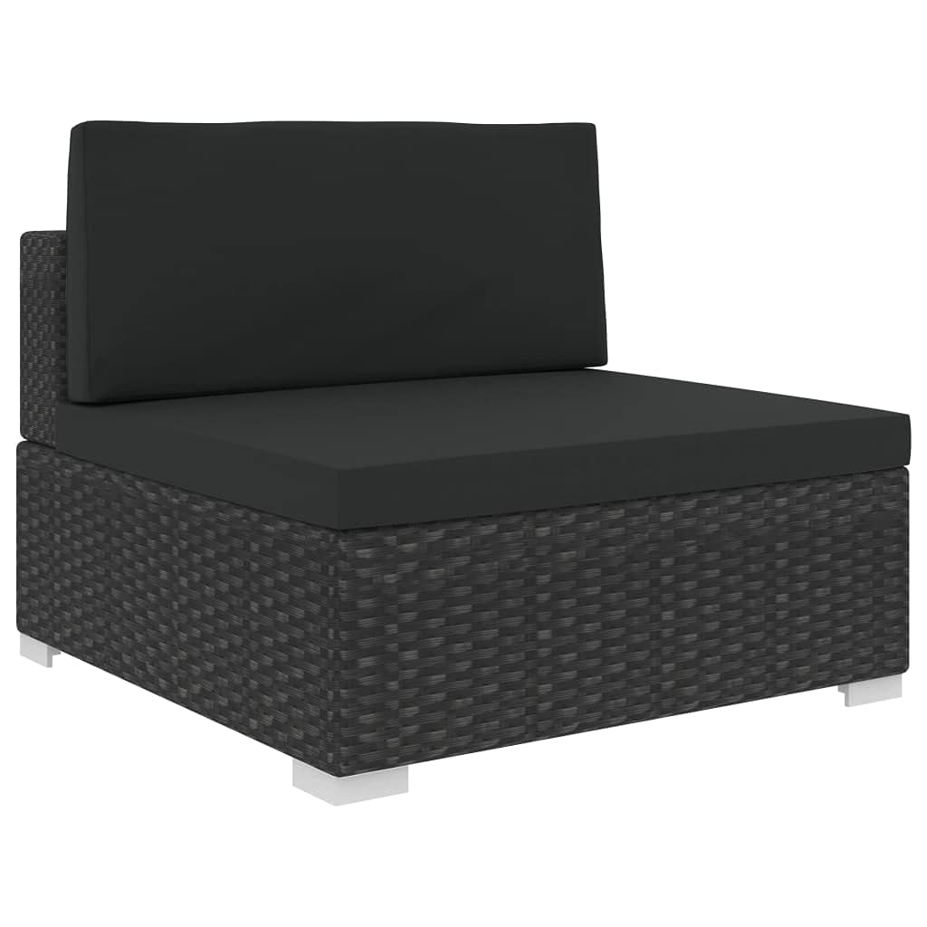 8-Piece Outdoor Patio Furniture Set with Glass Coffee Table, Black Poly Rattan Sectional Sofa & Ottoman, Wicker Conversation Set with Cushions - Perfect for Backyard, Garden, Poolside & Patio Relaxation