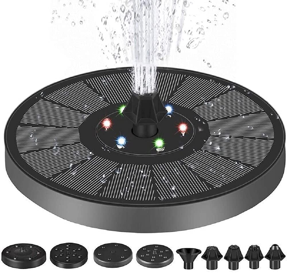 Solar Powered Bird Bath Fountain with LED Lights - 3W Upgraded Solar Fountain Pump with Storage Battery for Garden, Pond, Fish Tank & Aquarium | Perfect for Outdoor Bird Baths, Water Features & Decorative Ponds
