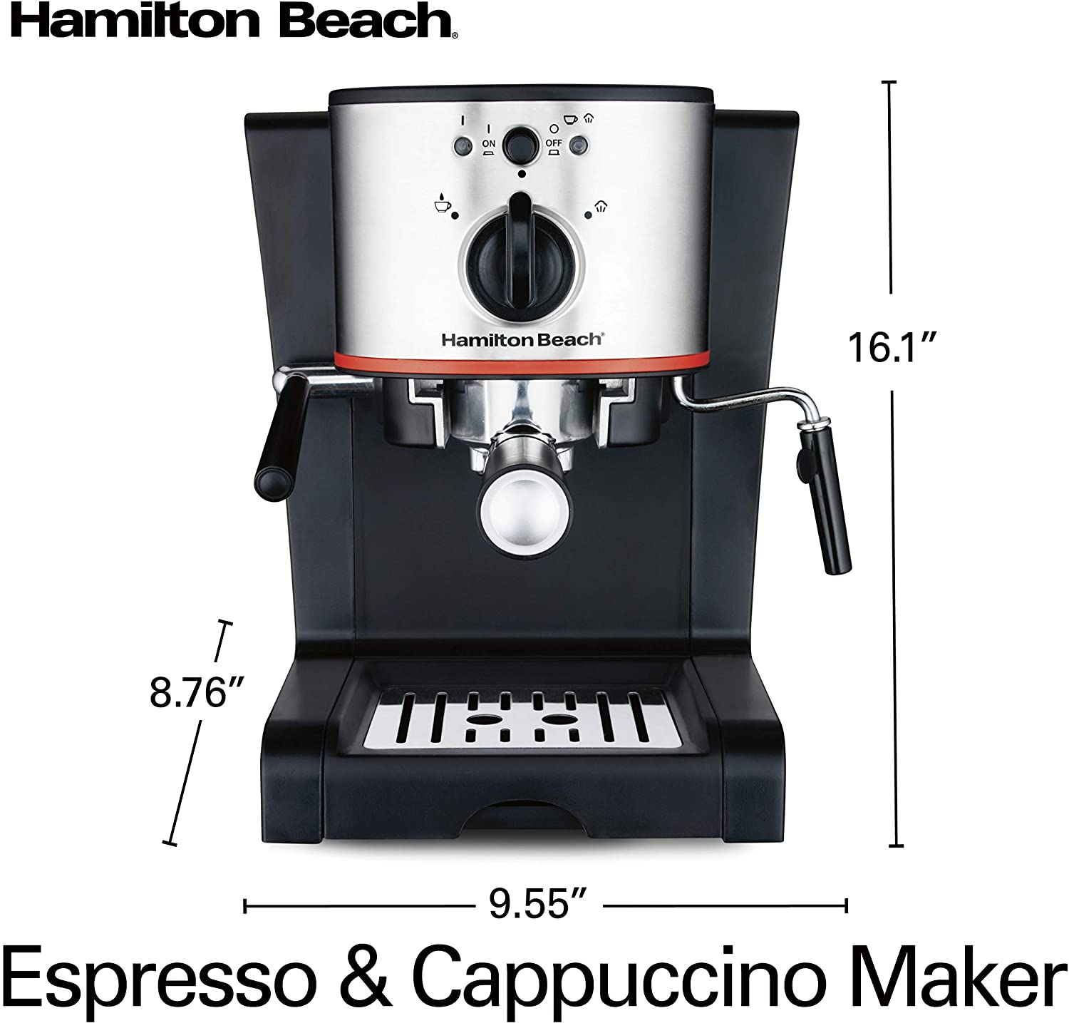 Hamilton Beach 15 Bar Espresso & Cappuccino Maker 40792 - Professional Coffee Machine for Home & Office Use
