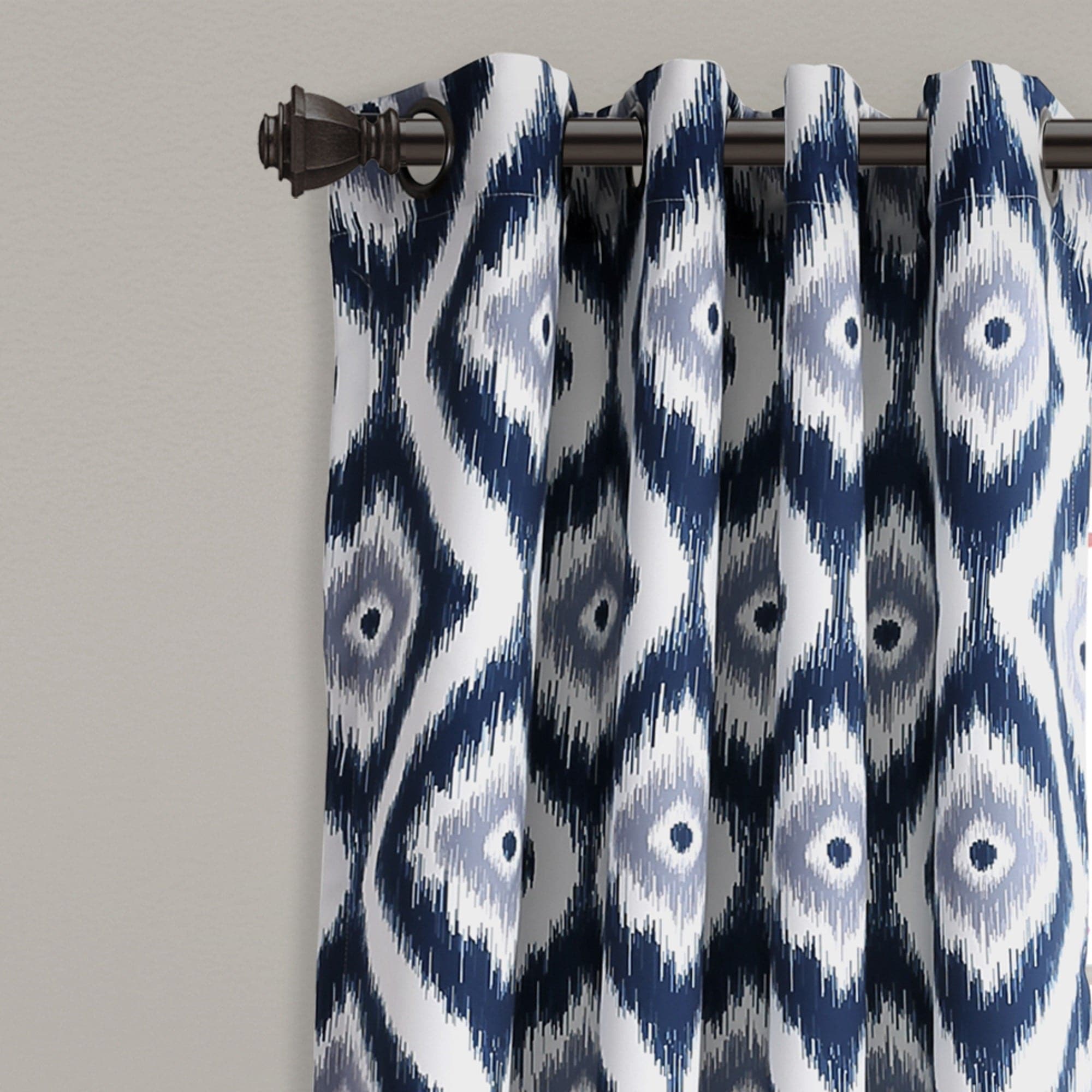 Premium Diamond Ikat Light Filtering Window Curtain Set - Elegant Sheer Drapes for Living Room & Bedroom - Soft Sunlight & Privacy Control
