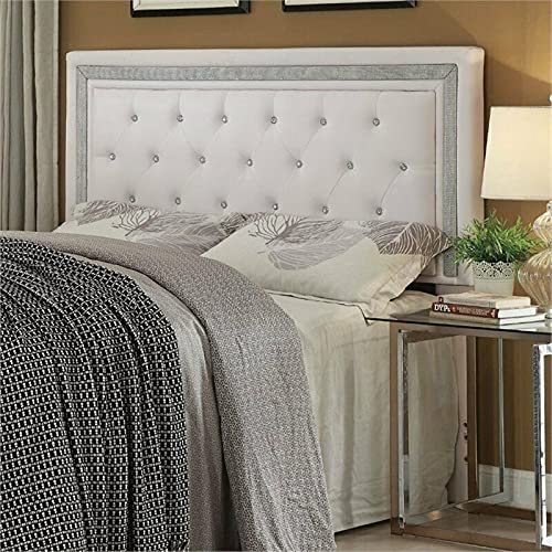 Faux Leather Upholstered Headboard for Full/Queen Bed - White - Modern Bedroom Decor for Master & Guest Rooms