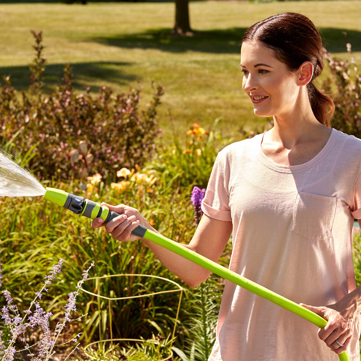 Flexzilla 5/8 in. x 100 ft Heavy Duty Garden Hose with 6-Pattern Adjustable Nozzle - Lightweight, Kink-Free, Durable Water Hose for Lawn Care, Car Washing & Outdoor Cleaning