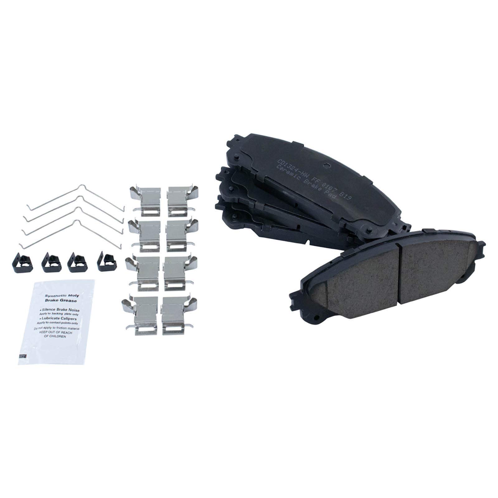 TRQ Front Ceramic Brake Pads & Coated Rotors Kit with Chemicals - Compatible with Toyota Lexus | Smooth Stopping Power for Sedans, SUVs, and Trucks