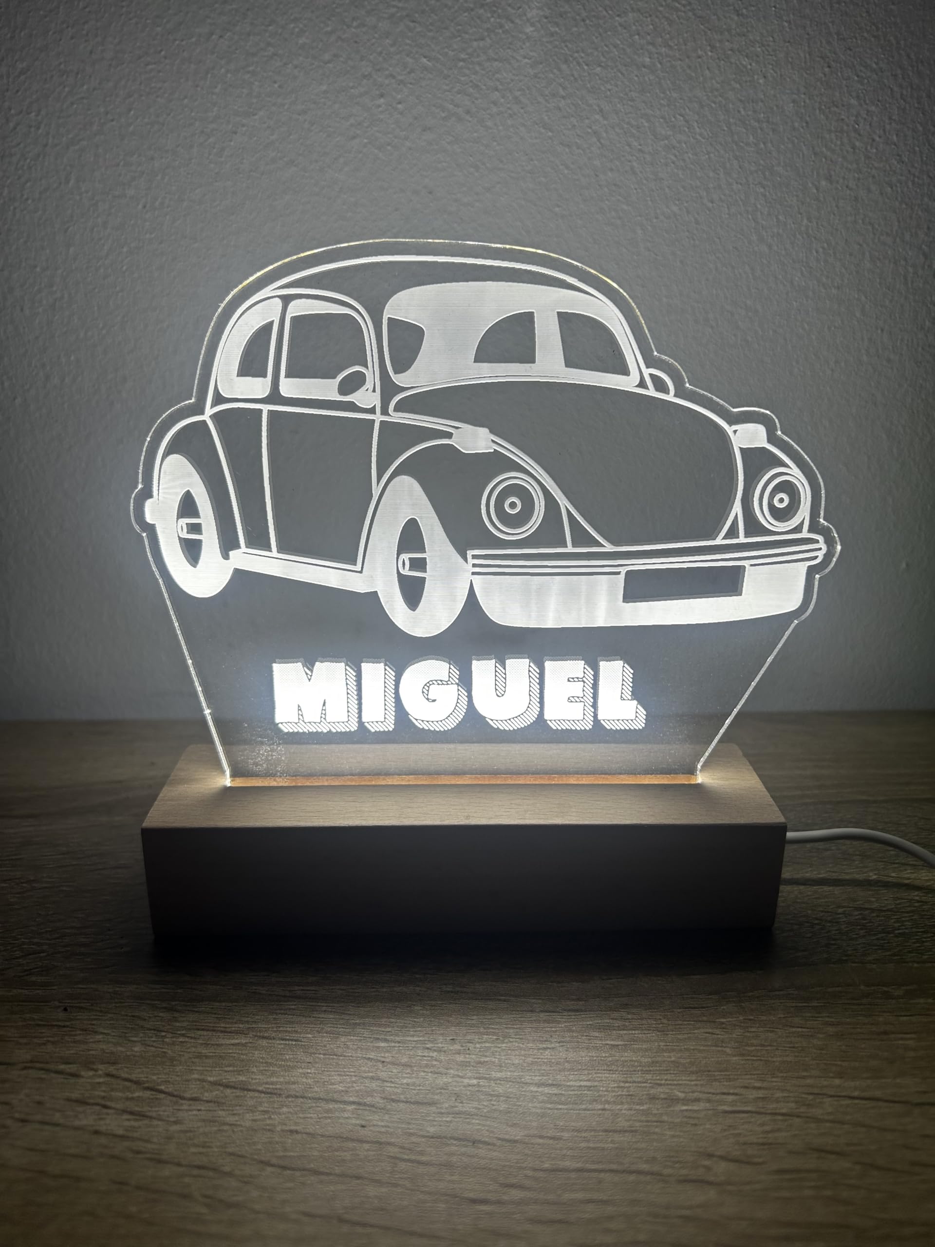 Custom Personalized LED Acrylic Night Light for Car & Truck Lovers - European Beetle Design Desk Lamp for Garage, Office Decor & Gift Idea | Perfect for Bedroom, Workspace & Automotive Enthusiasts
