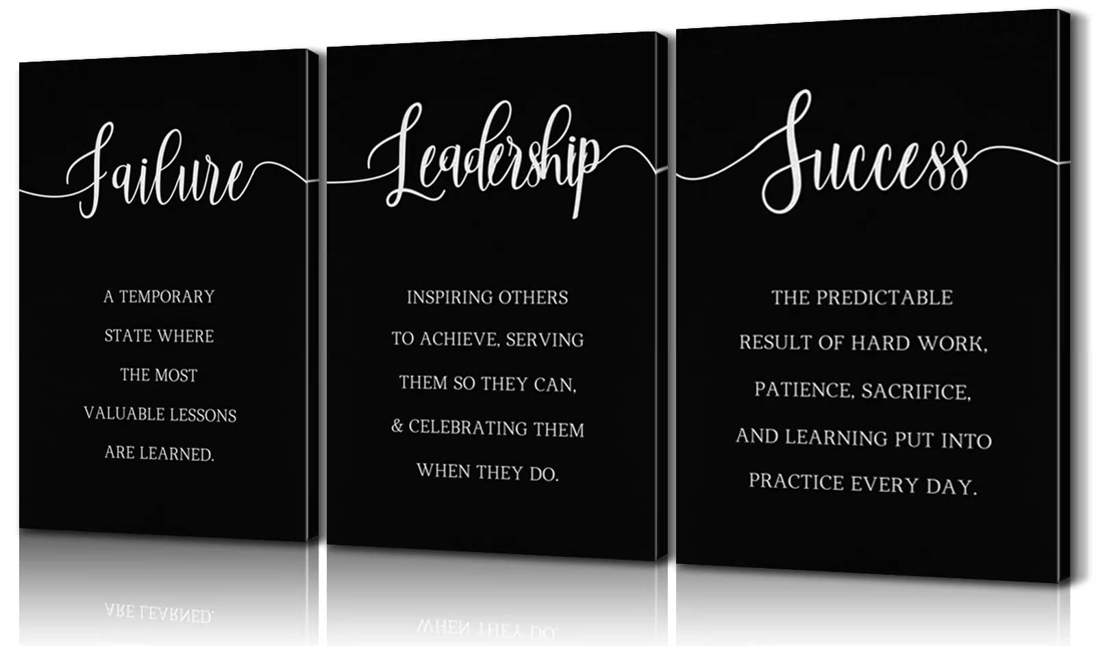 3-Piece Motivational Wall Art Set - Inspirational Quotes for Office & Home Decor - Leadership, Success & Positive Mindset - Perfect for Entrepreneurs, Offices & Workspaces (20''W x 28''H x 3PCs)