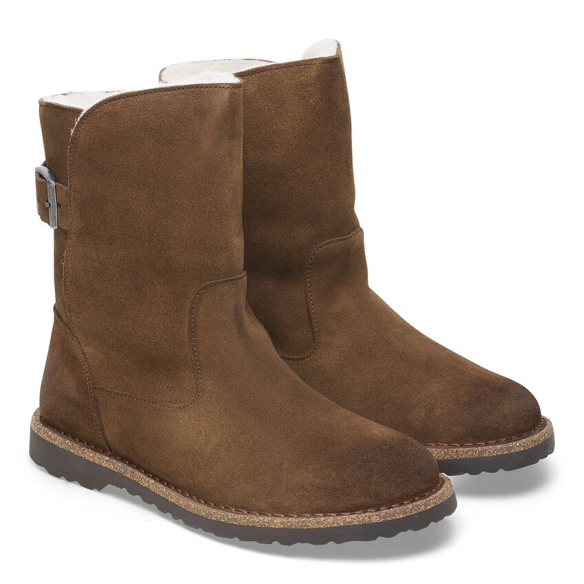 Birkenstock Uppsala Shearling Suede Leather Sandals in Dark Tea - Cozy Winter Slippers for Indoor & Outdoor Comfort