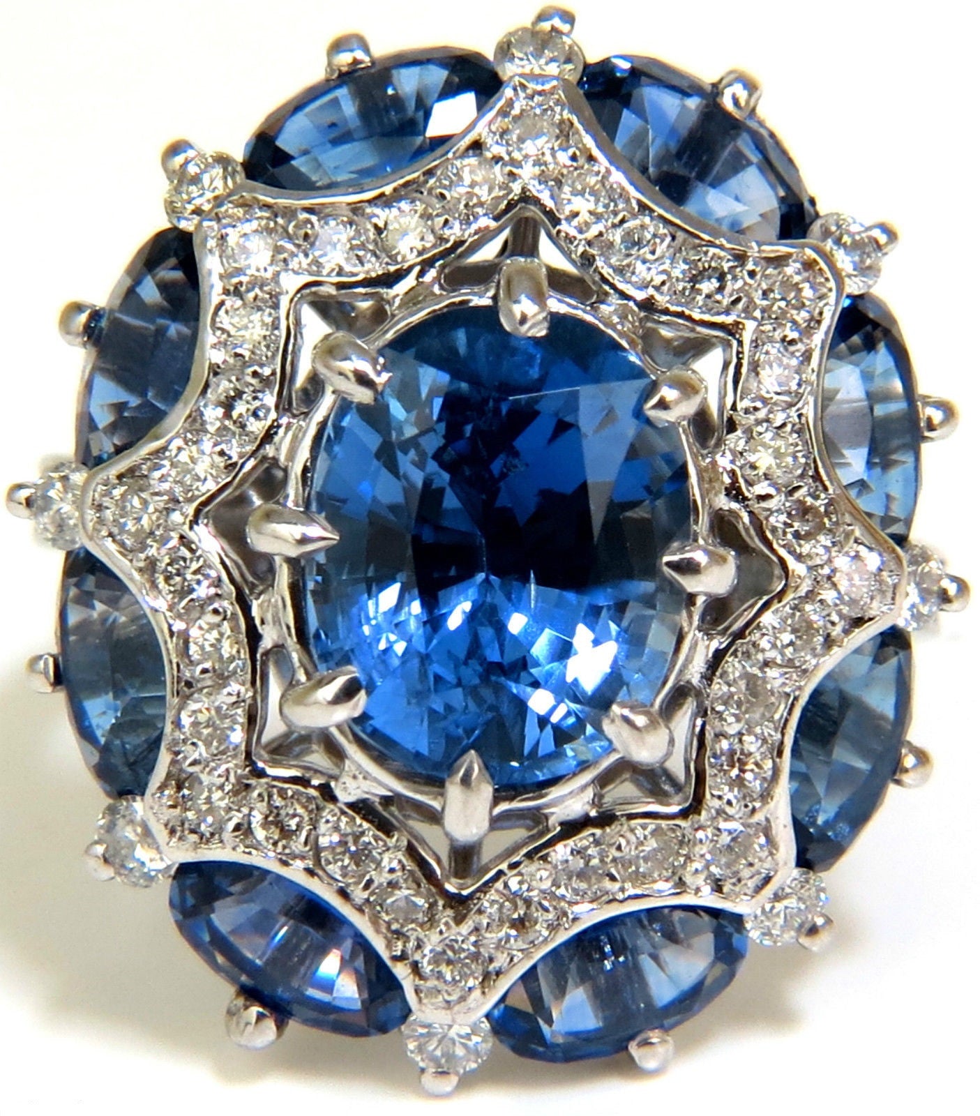 9.10CT GIA Certified Natural No Heat Sapphire & Diamond Cocktail Ring - Perfect for Weddings, Anniversaries & Special Occasions