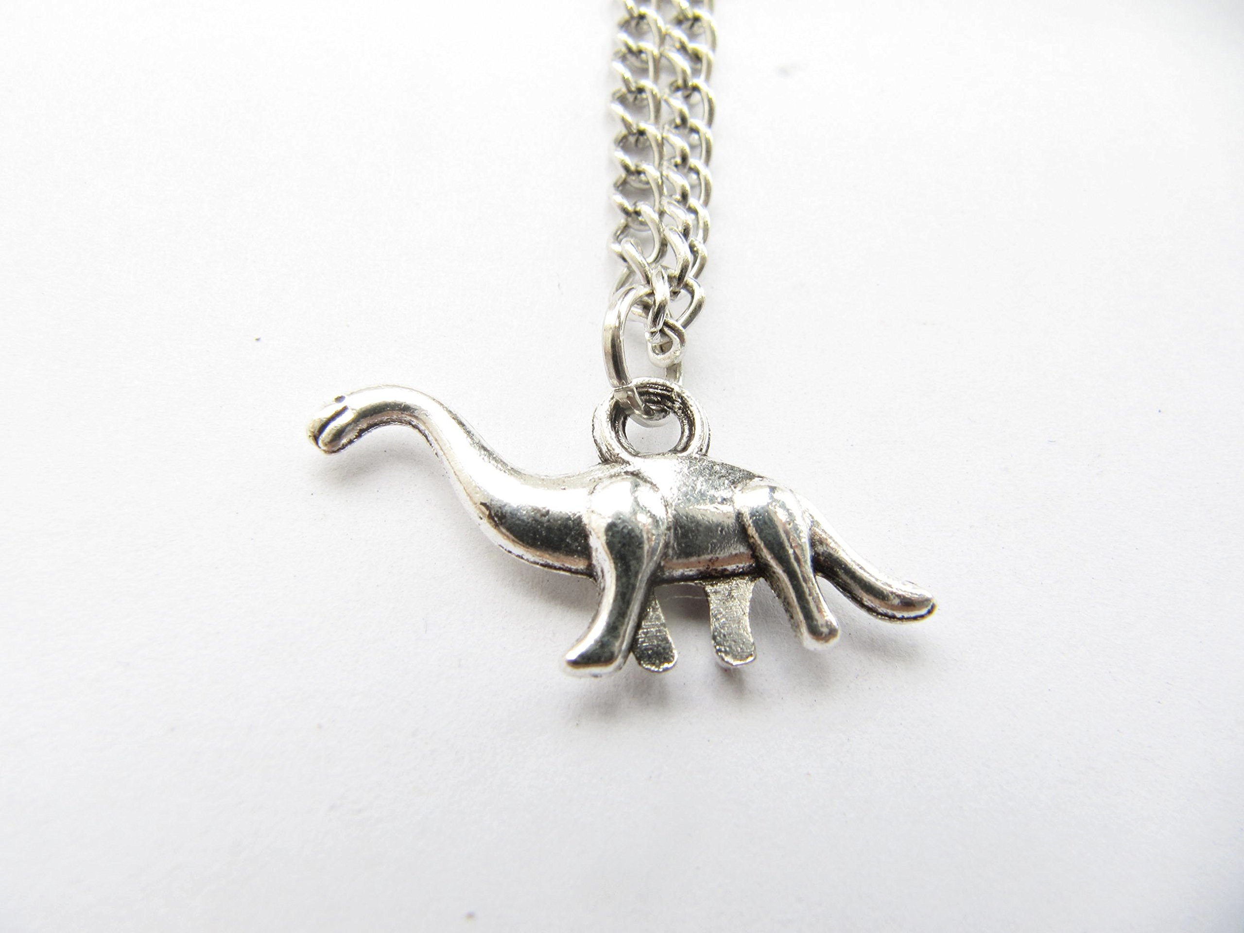 Vintage Silver Diplodocus Dinosaur Charm Pendant - Jurassic Era Dino Jewelry for Necklace Making, Gift Giving & Fossil Enthusiasts
