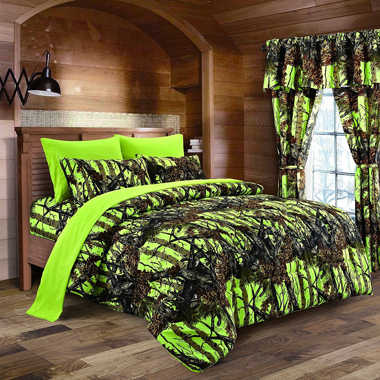 Regal Comfort The Woods Lime Green Camouflage King Bed Skirt - Premium Luxury Camo Bedding for Hunting Cabins, Rustic Lodges & Teen Rooms (Boys/Girls) - Perfect for Outdoor-Themed Bedrooms, Hunting Retreats & Cabin Decor