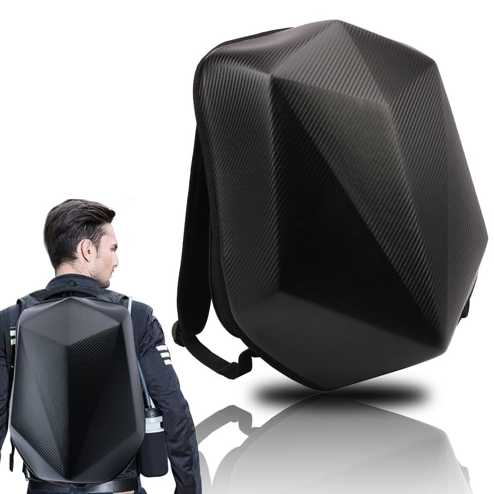 JFG RACING 30L Motorcycle Backpack - Universal Hard Shell Helmet Backpack for Men & Women - Waterproof Riding Backpack with Carbon Fiber Design - Perfect for Commuting, Travel & Motorcycle Adventures