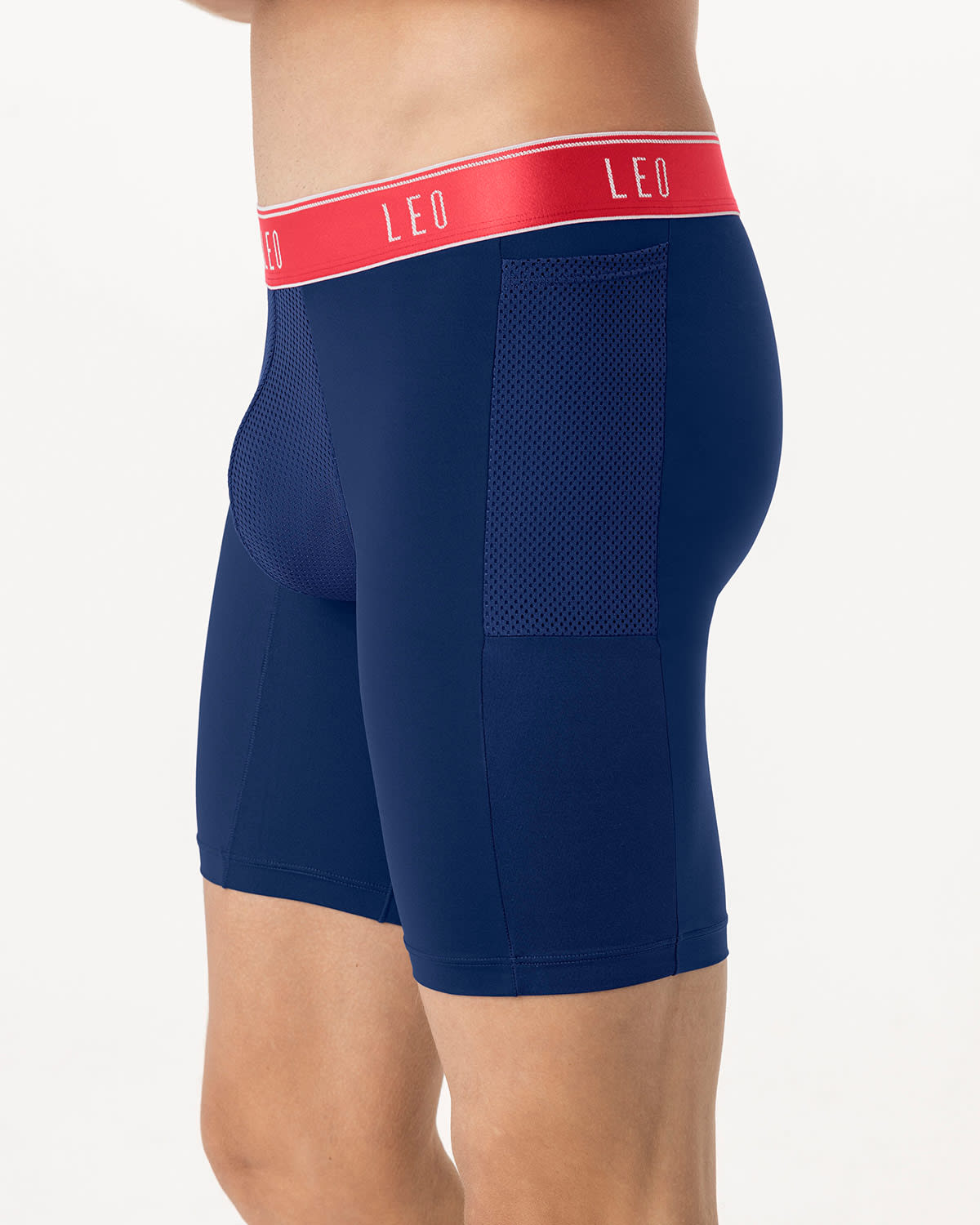Breathable Long Athletic Boxer Briefs with Side Pocket - Moisture-Wicking Men's Underwear for Sports & Workout
