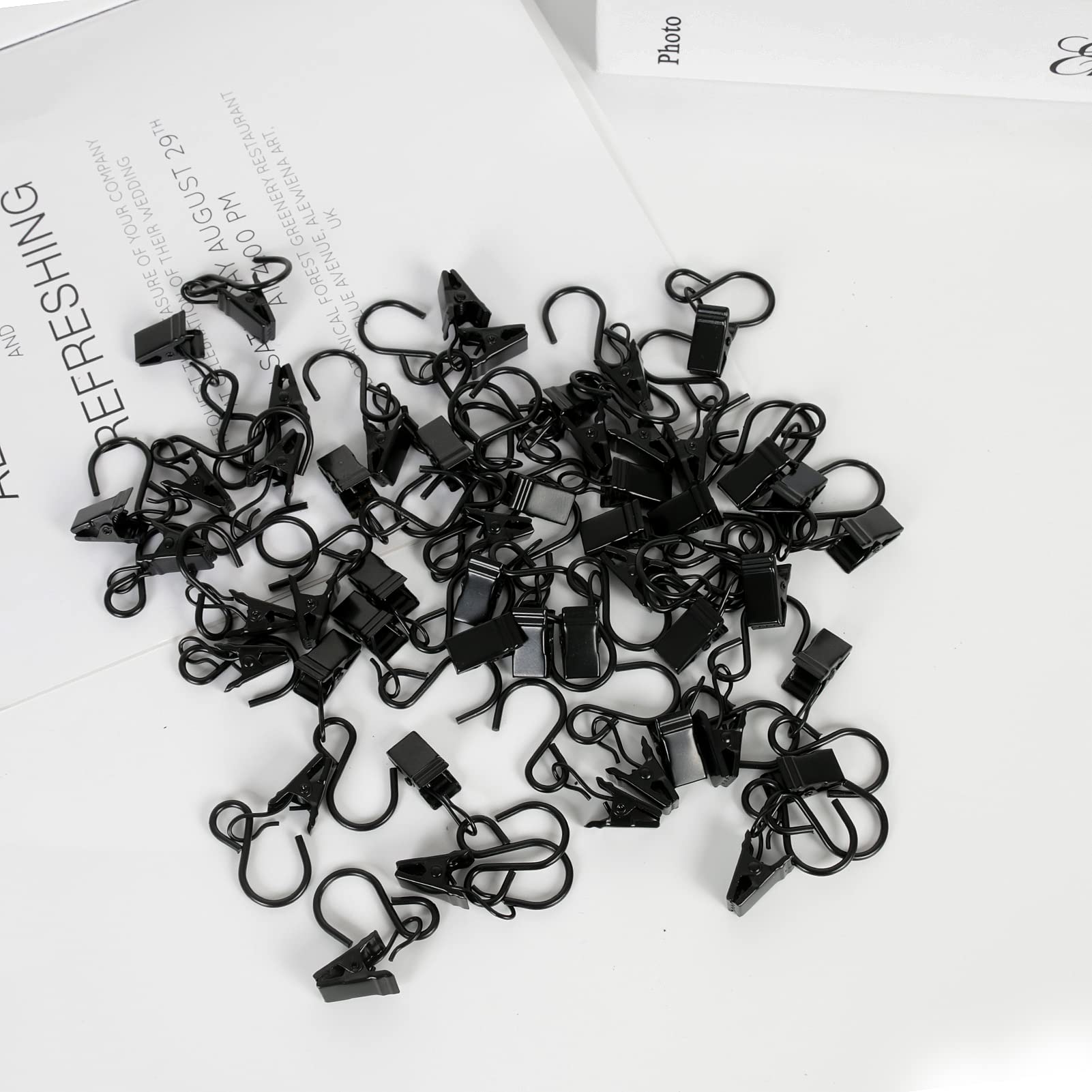 46 Pack Stainless Steel S Hooks - Heavy Duty Curtain Hooks & Light Clips for Indoor/Outdoor Use - Perfect for String Lights, Shower Curtains, Photo Backdrops & Home Decor