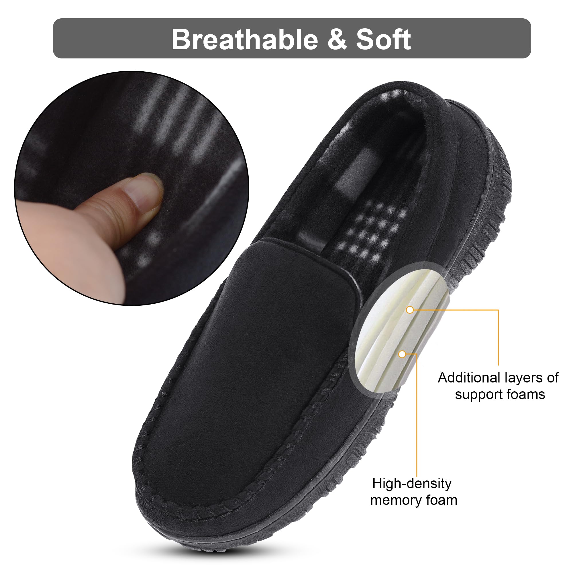 Lulex Men's Memory Foam Slippers - Comfortable Indoor/Outdoor Moccasin House Shoes for Men - Perfect for Home, Garden, and Relaxation