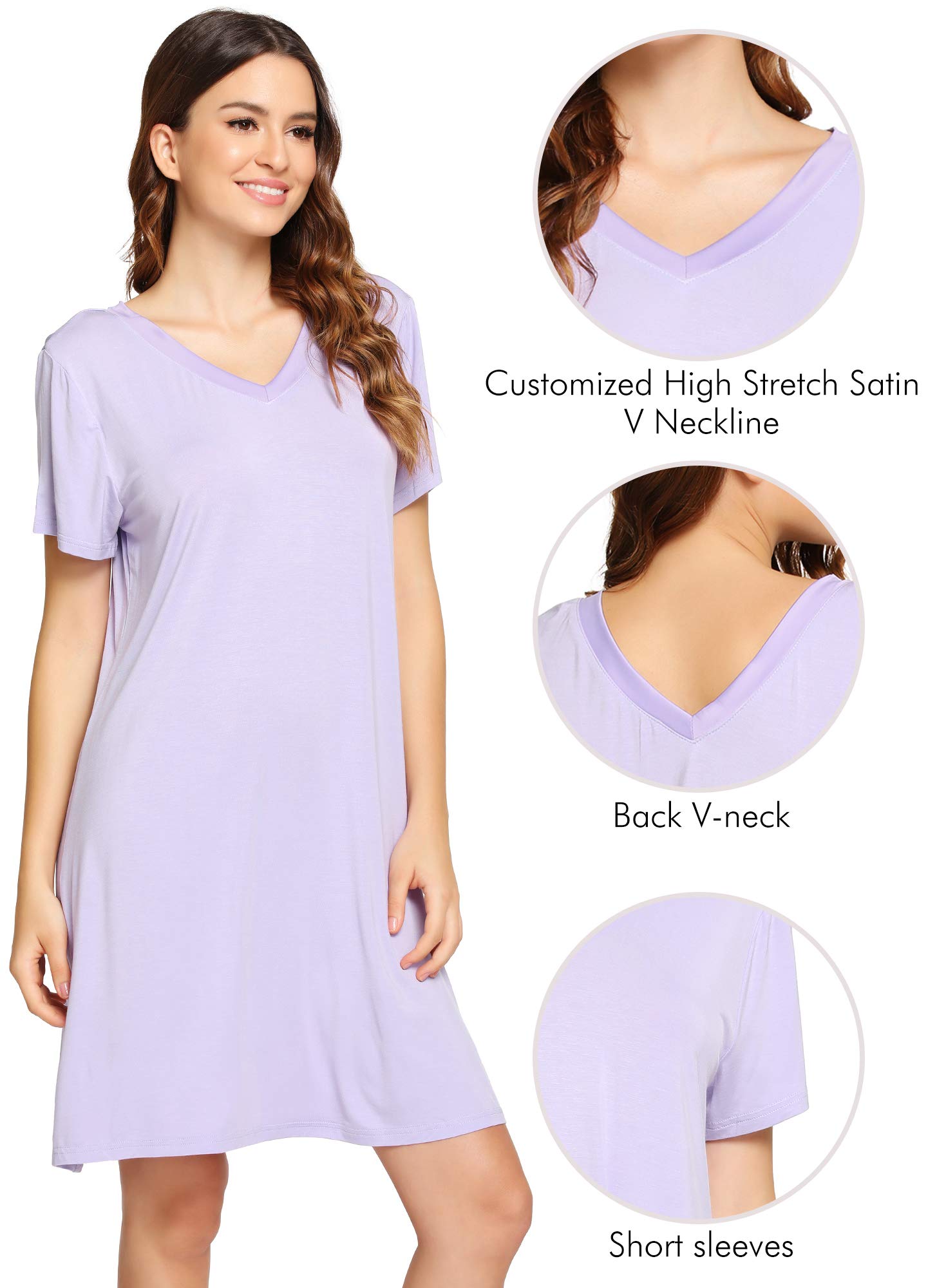 WiWi Soft Women's Viscose Bamboo Nightgowns - Breathable Short Sleeve Sleepwear for Plus Size (S-4X) | Perfect for Summer Nights & Relaxing at Home