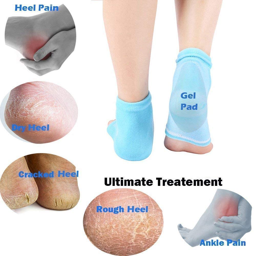 SAFERSKY Heel Pain Relief Silicone Gel Socks - Anti Crack Foot Protector for Men & Women - Cushioned Heel Support for Running, Walking, and Daily Comfort