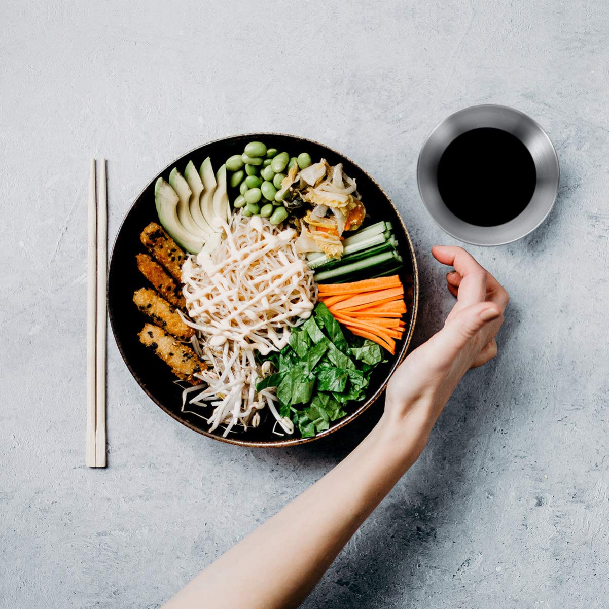 Yardwe 4-Piece Stainless Steel Round Sauce Dishes - Mini Appetizer Plates for Sushi, Dipping Sauces, Seasonings & Small Snacks - Perfect for Entertaining, Dining, and Food Presentation