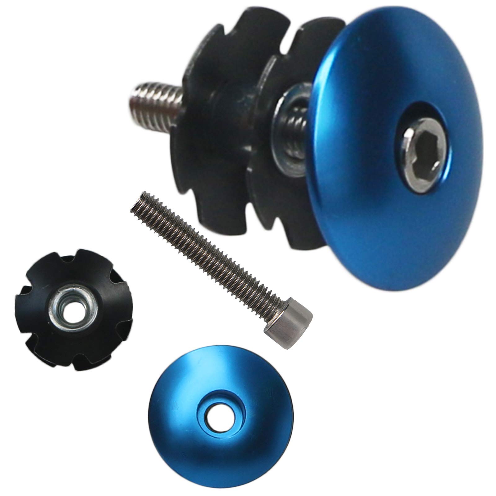 GANOPPER 1 1/8 Inch Headset Spacer with Stem Top Cap - Black, Red, Blue, Gold (4 Colors) - Bike Headset Spacers for MTB, Road Bikes & BMX - Durable Aluminum Alloy Cycling Components