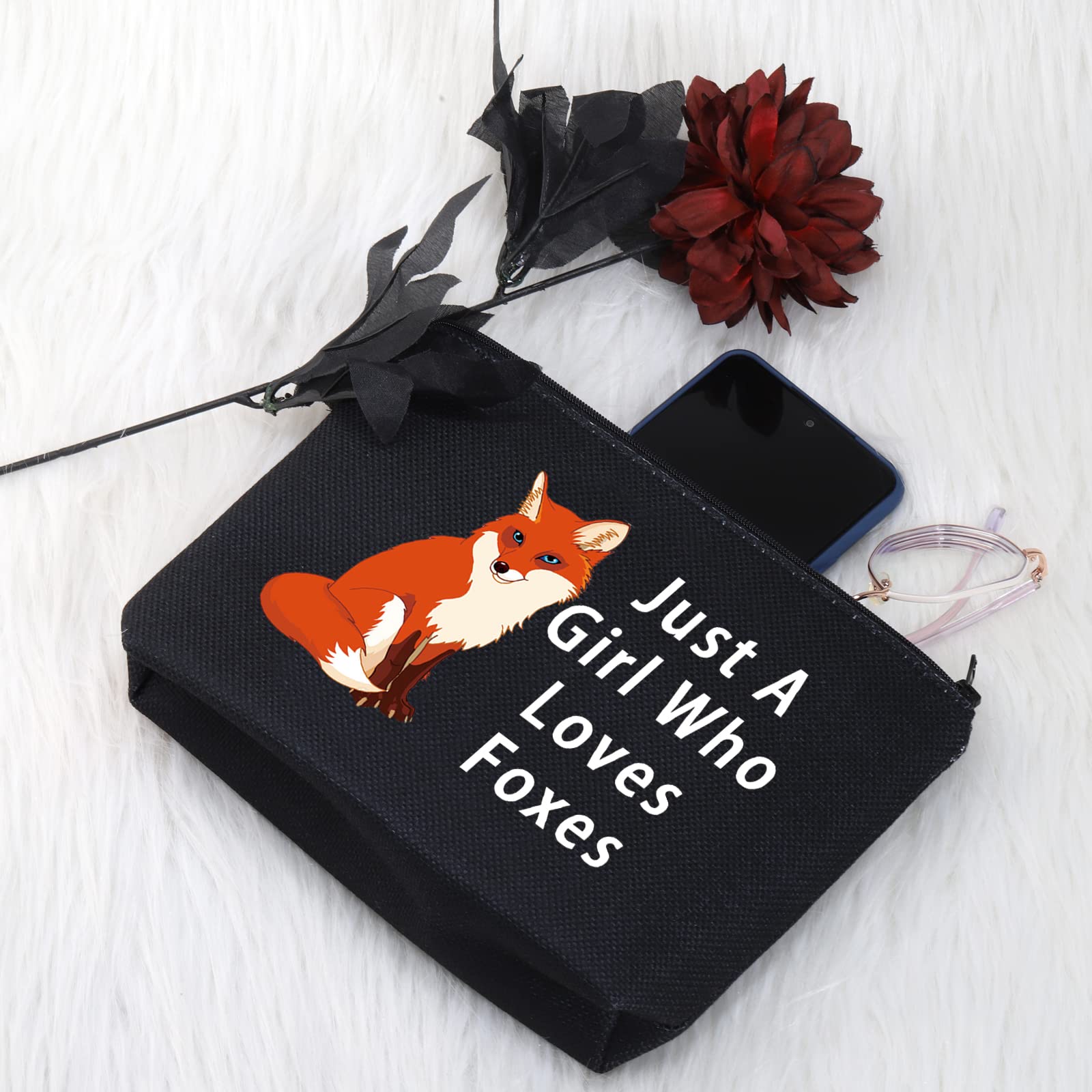 Cute Fox Cosmetic Bag - Fox Lover Gift Makeup Pouch for Women, Travel Toiletry Organizer with Fox Print - Perfect for Travel, Gym & Daily Use (BL-Loves Foxes Bag)
