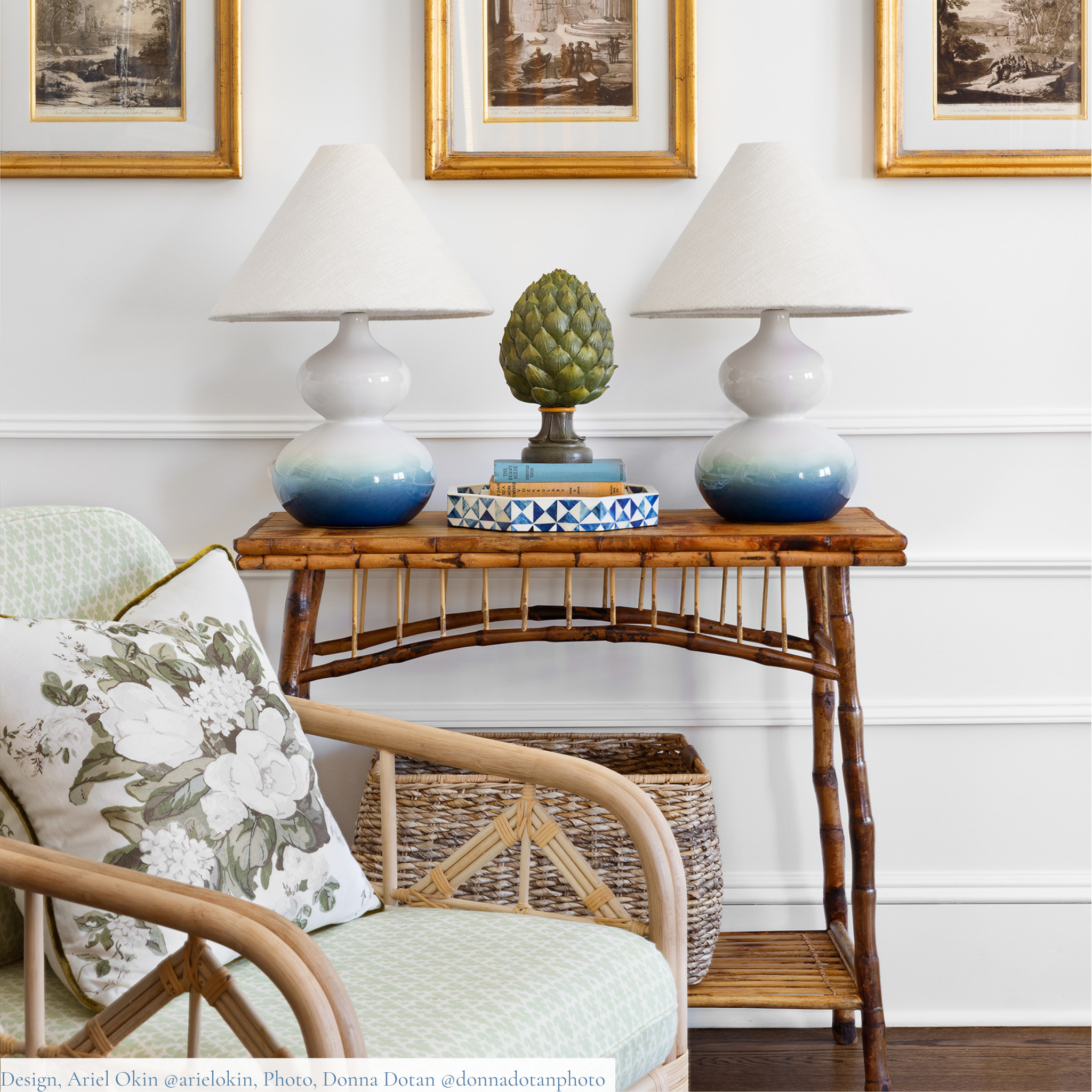 Aimee Double Gourd Ombre Blue Table Lamp - Modern Home Decor for Living Room, Bedroom & Office - Handcrafted Ceramic Night Light with Adjustable Brightness