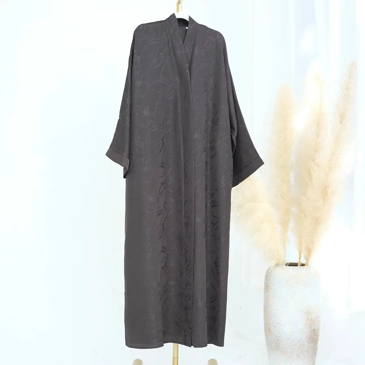 Elegant 3D Jacquard Satin Abaya Dress #25005 - Modest Islamic Clothing for Women, Special Occasions & Daily Wear