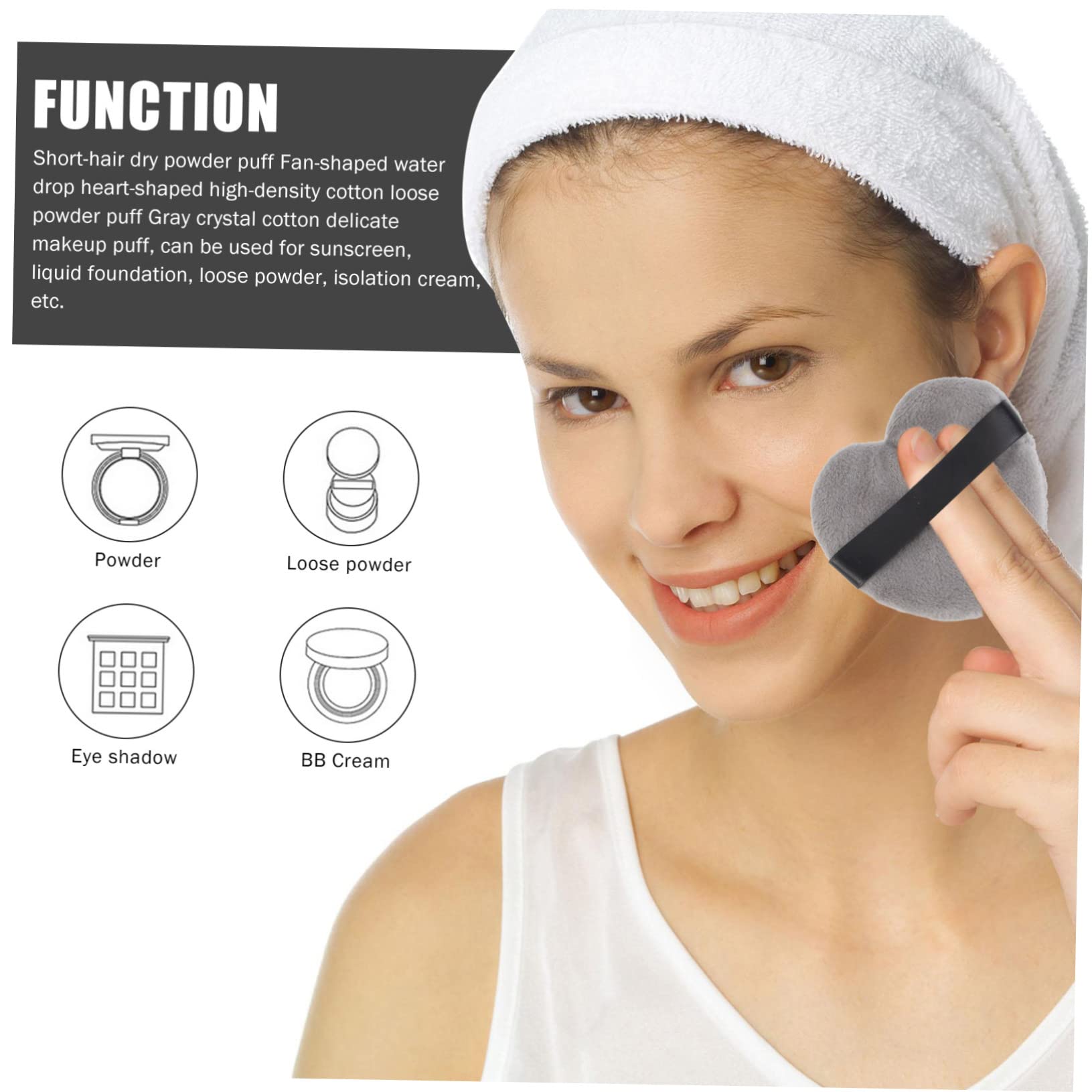 8-Piece Heart-Shaped Powder Puff Set - Soft Pure Cotton Makeup Puffs for Foundation & Face Powder - Ideal for Travel, Touch-Ups & Professional Makeup Application