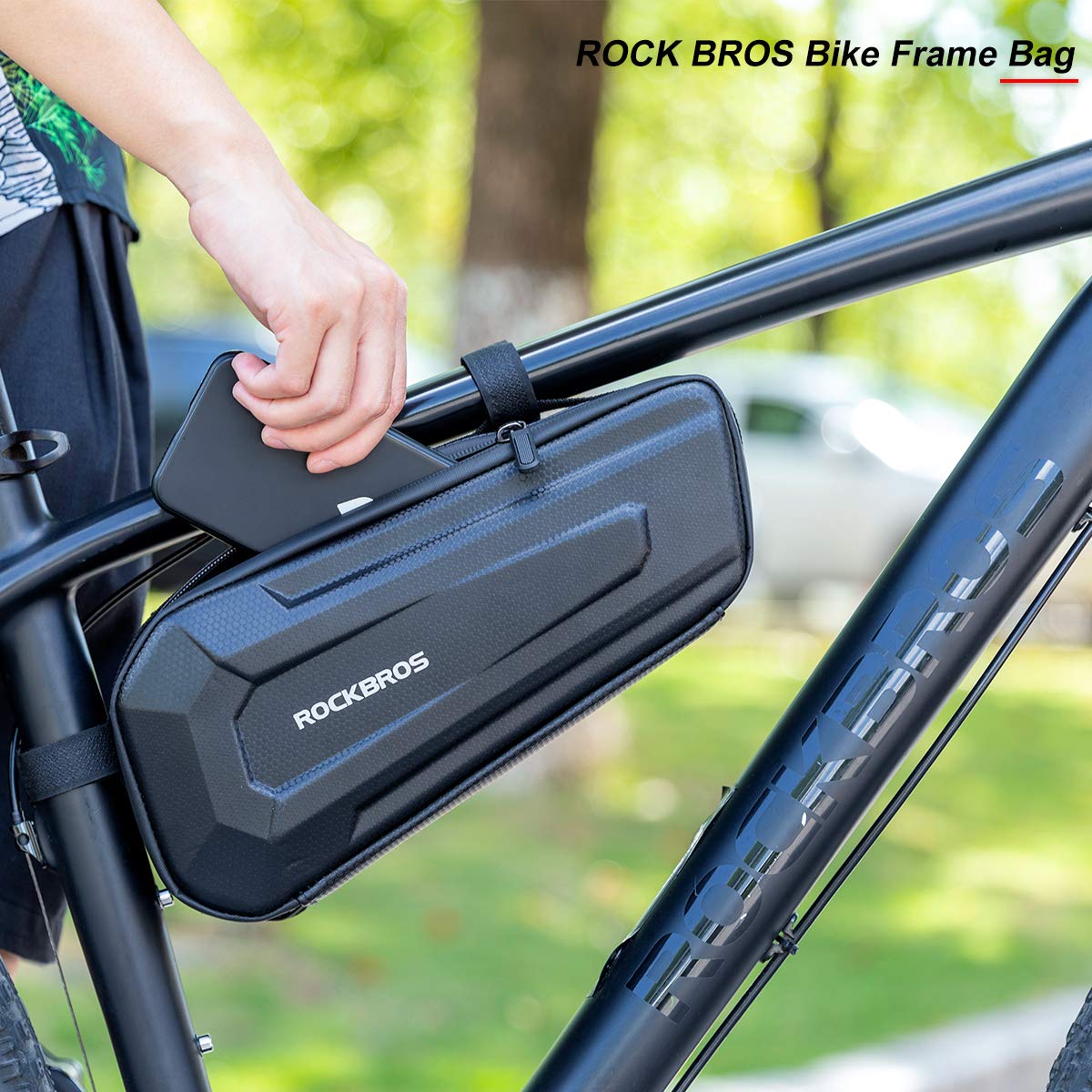 ROCKBROS Waterproof EVA Bike Frame Bag - Triangle Storage Pouch for Mountain & Road Bicycles | Under Top Tube Saddle Bag | Durable Cycling Accessories for Commuting, Touring & Outdoor Adventures