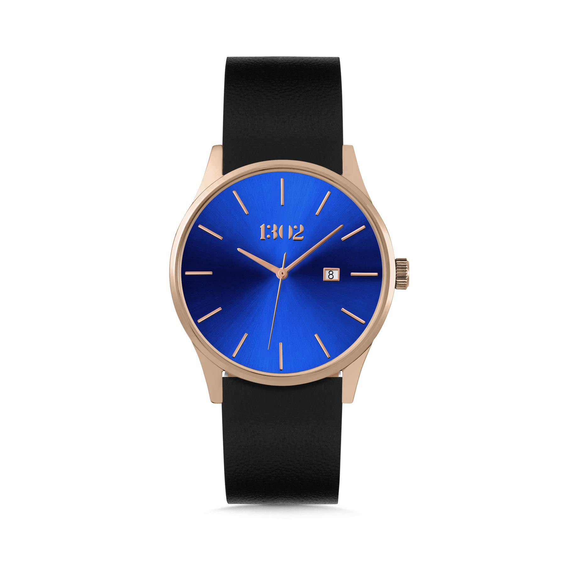 Minimalist Men's Leather Watch with Blue Face - Groomsmen Gift for Weddings