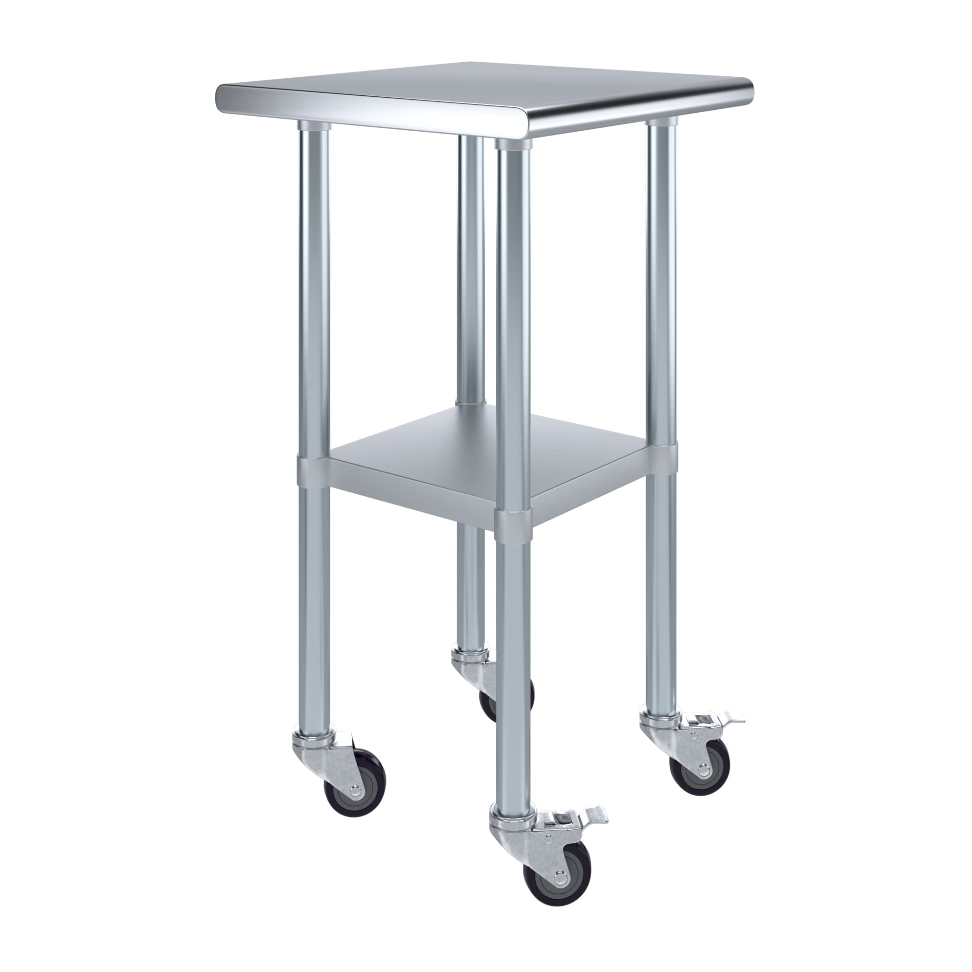 AmGood Stainless Steel Work Table with Casters - Heavy Duty Metal Utility Table on Wheels, 20