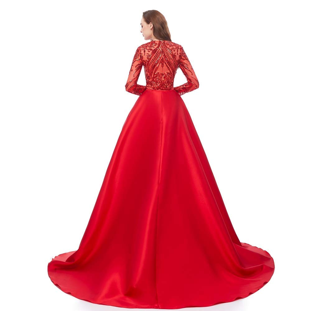 Elegant Sequin Satin Mermaid Prom Dress with Detachable Train - Green/Burgundy/Navy Blue for Evening Party, Pageant & Special Occasions | Perfect for Homecoming, Quinceañera & Red Carpet Events