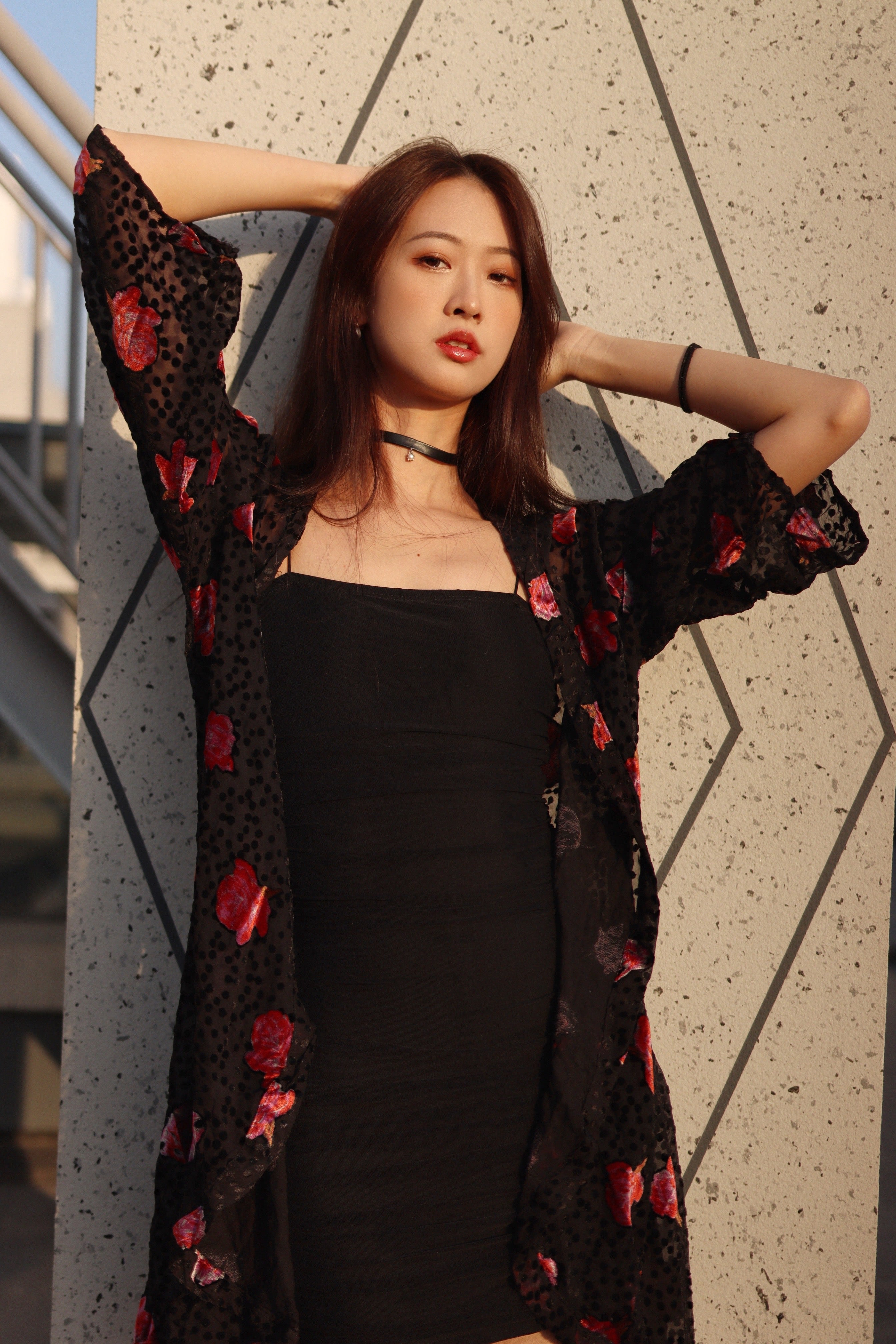 Black Velvet Rose Kimono Robe - Elegant Floral Lace Trim Womens Bathrobe for Spa, Bridal Shower & Boudoir Photography