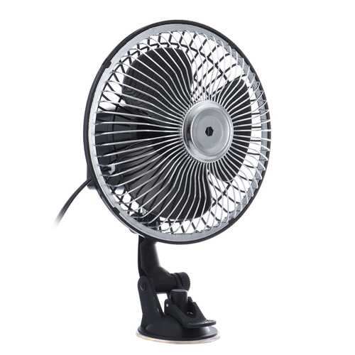 6 Inch Black 12V 24V Mini Car Air Fan - Portable Cooling Fan with Strong Suction for Vehicle Ventilation - Perfect for Trucks, RVs, and Road Trips