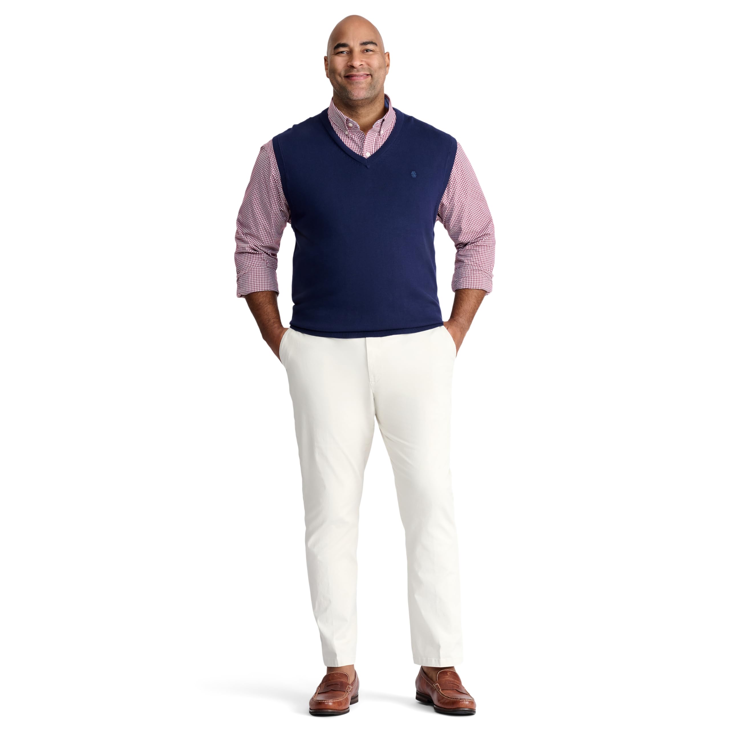 IZOD Men's Big & Tall Premium V-Neck Sweater Vest - Comfortable Knit Pullover for Casual Wear & Layering