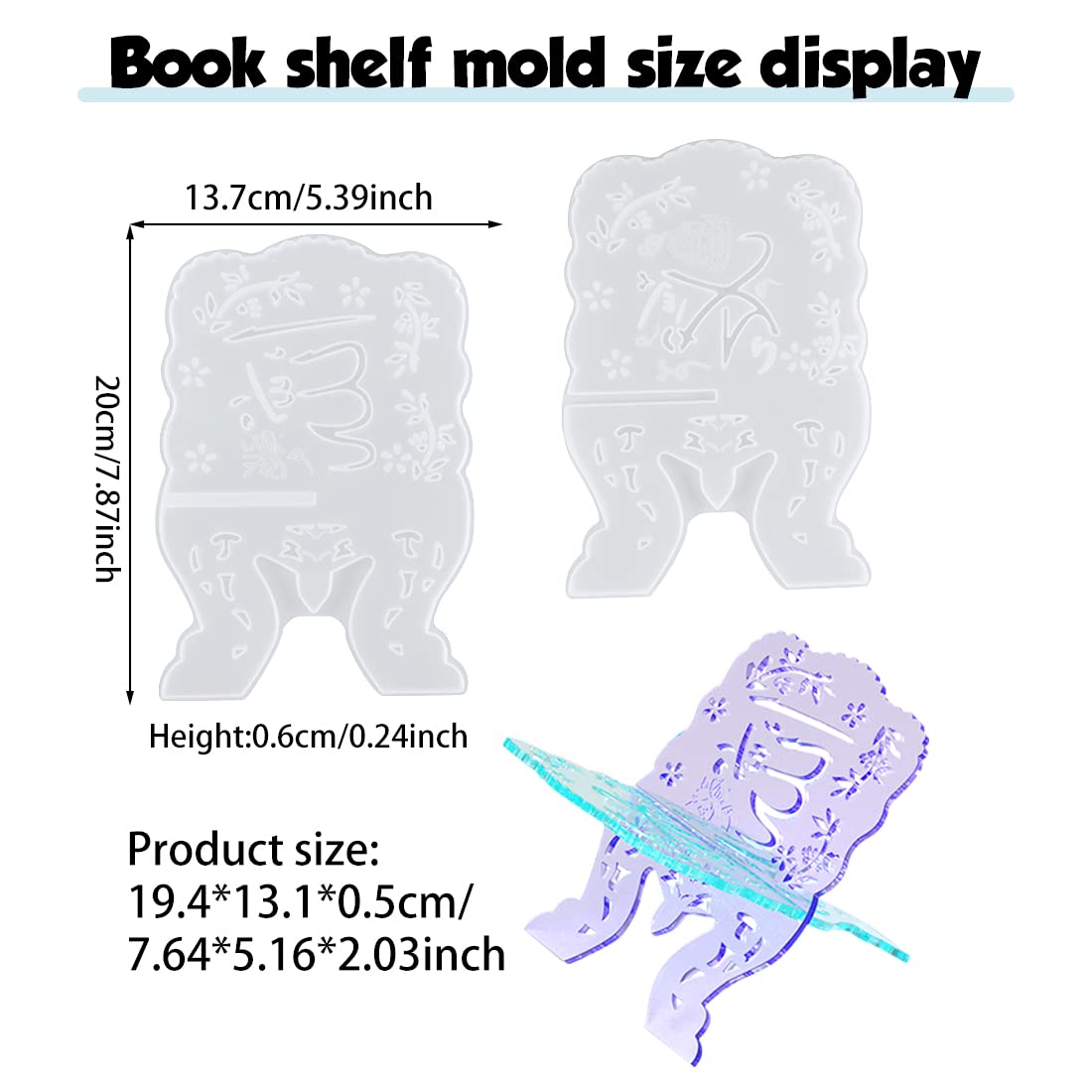 Voyyphixa 2-Piece Resin Book Stand Molds - Quran Holder & Music Stand Silicone Molds for Epoxy Resin Casting - Perfect for DIY Crafts, Home Decor, and Gift Making