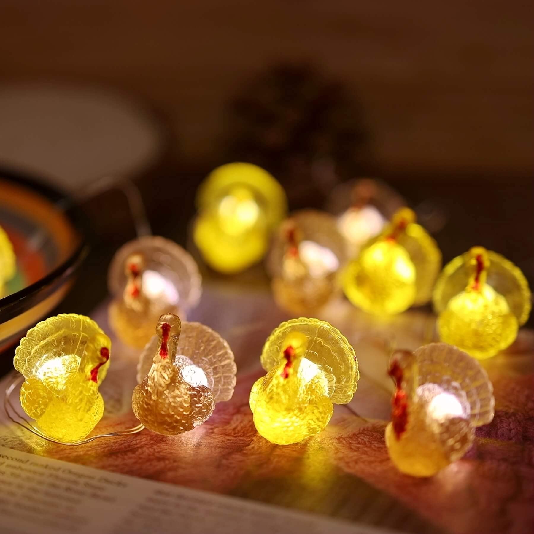 Thanksgiving String Lights - 20 LED USB Powered Fairy Lights with Remote, 8ft Fall Turkey & Forest Decor for Bedroom, Farmhouse, Holiday Decoration | Perfect for Thanksgiving Dinner, Christmas Tree & Cozy Home Ambiance