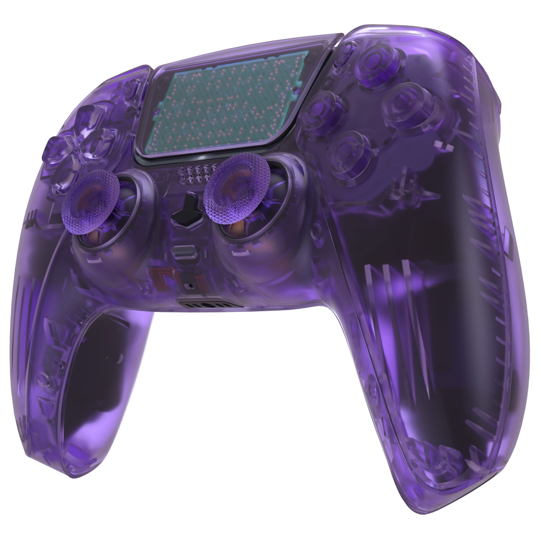 eXtremeRate Clear Atomic Purple Full Housing Shell with Buttons & Touchpad Cover - Replacement Front Back Plates for PS5 Controller BDM-030/040/050 (Model QPFM5005G3) - Premium Customization for Gaming Enthusiasts & Streamers